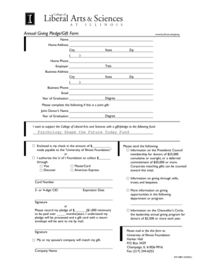 University of Illinois Annual Giving Pledge Form