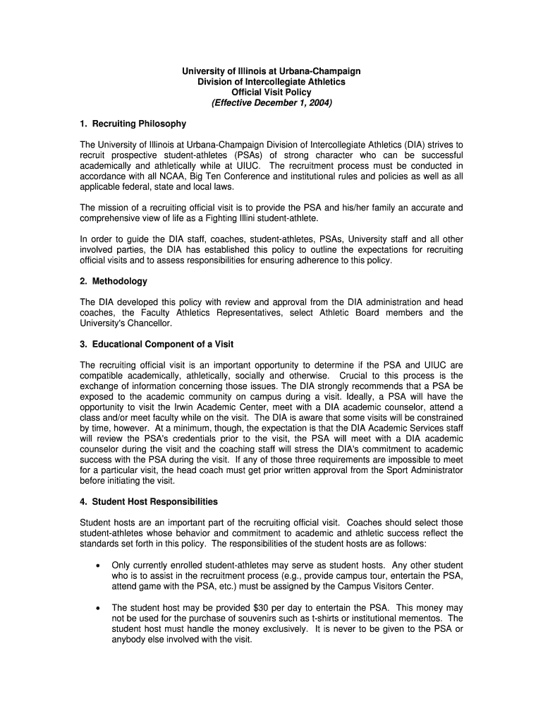 ILLINOIS Recruiting Policy - University of Illinois at Urbana - athletics illinois Preview on Page 1