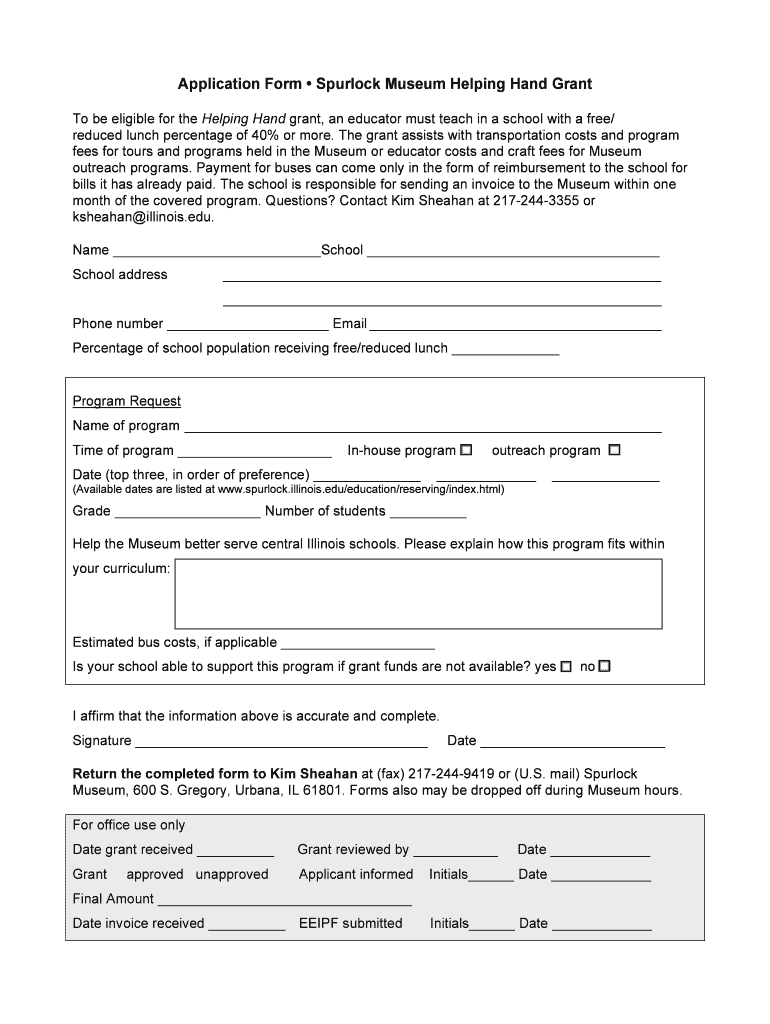 Application Helping Hand Grant-3 - Spurlock Museum Preview on Page 1