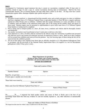 Certificate of Examination of Poultry