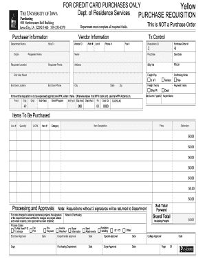 University of Iowa Purchase Requisition