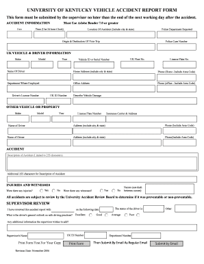 2006 KY UKY Vehicle Accident Report Form