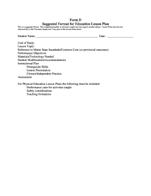 Lesson plan fillable format