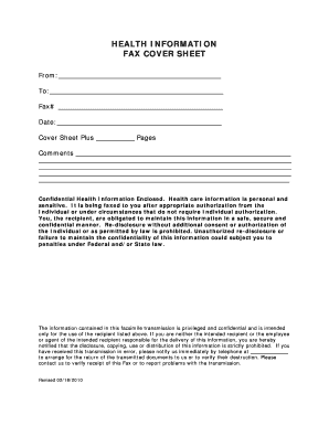 Fax cover sheet with hipaa disclaimer