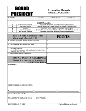 BOARD MEMBER APPRAISAL WORKSHEET - The Citadel - citadel