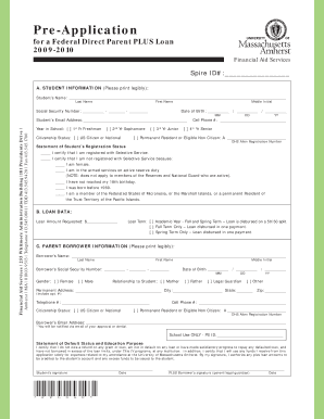 Federal Direct Parent PLUS Loan Pre-Application
