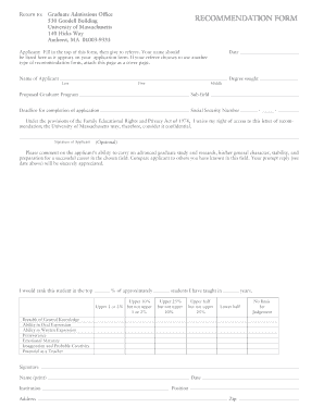 Graduate Admission Recommendation Form