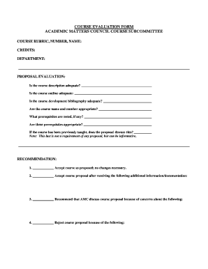 course evaluation forms