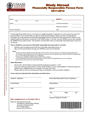 Study Abroad Financially Responsible Person Form