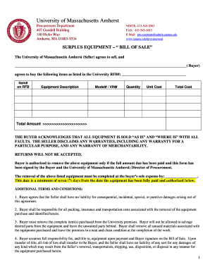 Bill of sale for tools - Surplus Equipment - Bill of Sale Form - Updated October 2010.doc - umass