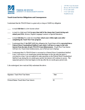 Teach Grant Service Obligations and Consequences