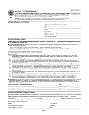 Military Deferment Request Form