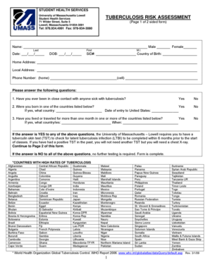 Tuberculosis Risk Assessment Form