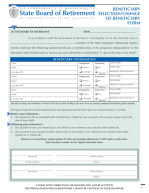 Massachusetts Beneficiary Form
