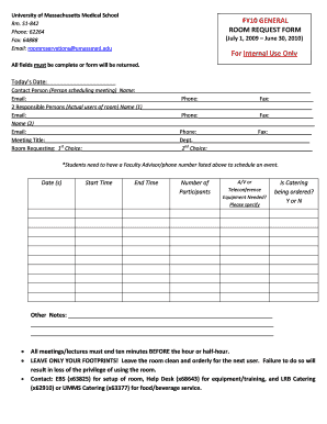UMass Medical Room Request Form