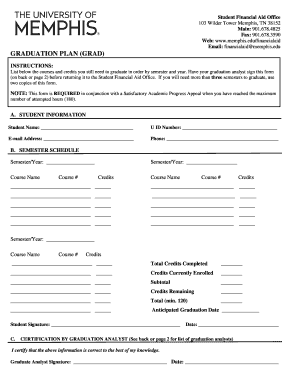 Graduation Plan Form - University of Memphis - memphis