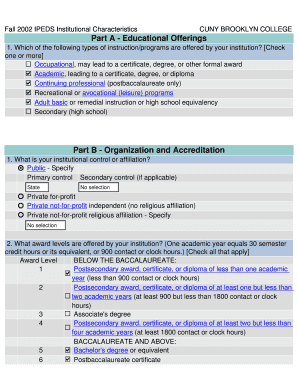 IPEDS Institutional Characteristics Form
