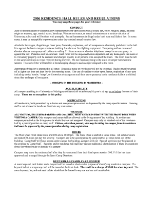 2006 University of Michigan Residence Hall Rules