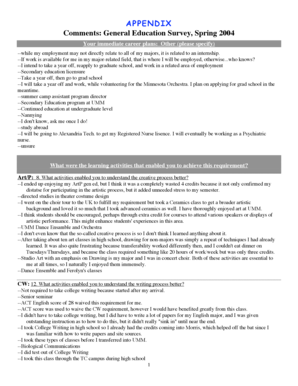 General Education Survey, Spring 2004