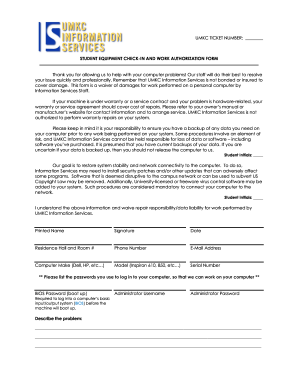 UMKC Student Equipment Check-In and Work Authorization Form
