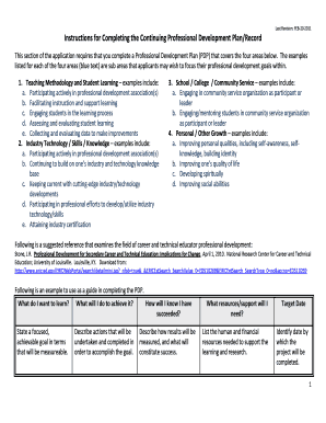 Continuing Professional Development Plan Form