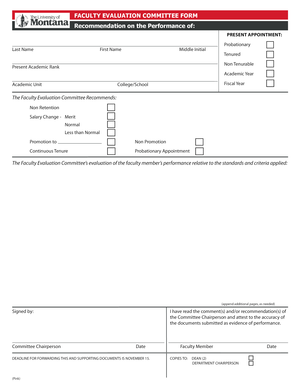FACULTY EVALUATION COMMITTEE FORM