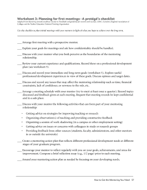 Mentoring Checklist for Protégés