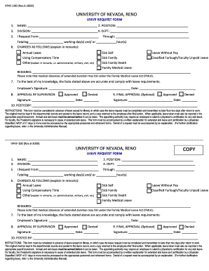 University of Nevada Reno Leave Request Form