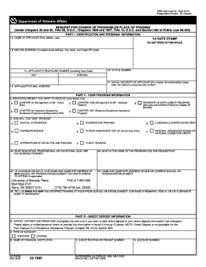 VA Form 22-1995 Request for Change of Program or Place of Training