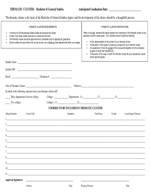 Bachelor of General Studies Thematic Cluster Form
