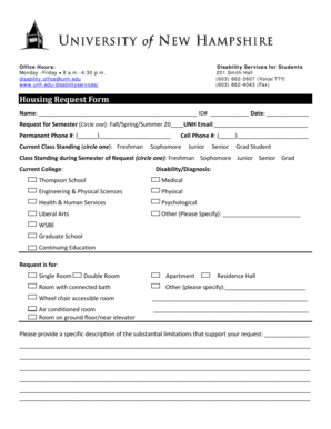 Housing Request Form - unh