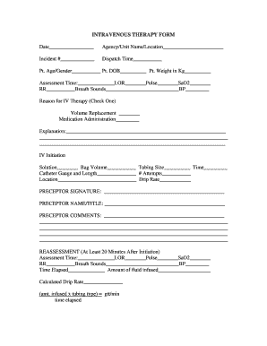 Intravenous Therapy Form