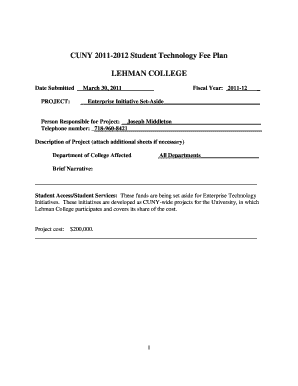 CUNY 2011-2012 Student Technology Fee Plan