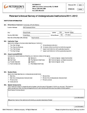 Peterson's Annual Survey of Undergraduate Institutions 2011-12