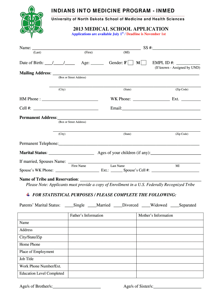 Fillable Online med und medicalschoolapplicationfor2013.doc med