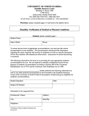 UNF Medical Condition Verification Form
