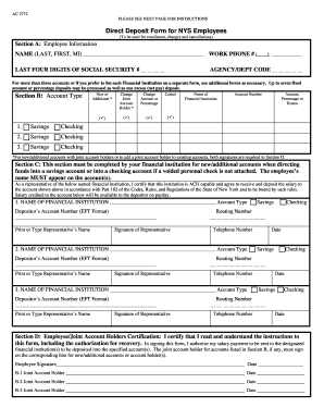 Direct Deposit Form for NYS Employees