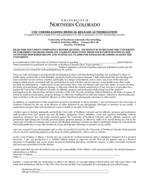 Medical Release Form - University of Northern Colorado - unco