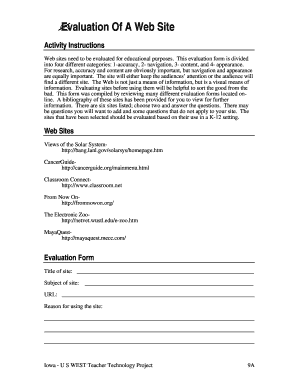 Web Site Evaluation Form