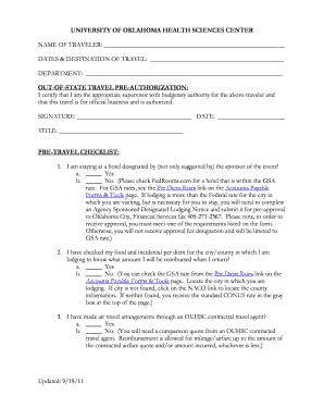 Travel Pre-Approval Form - University of Oklahoma Health Sciences ... - ouhsc