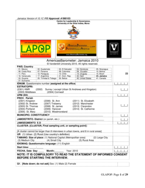 AmericasBarometer Jamaica 2010 Survey Form