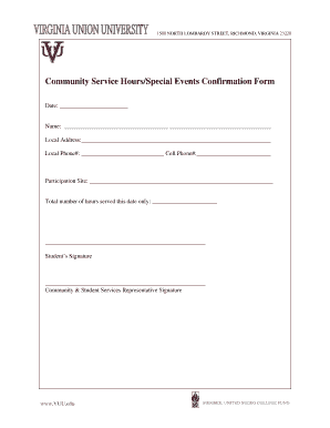 vuu community service forms