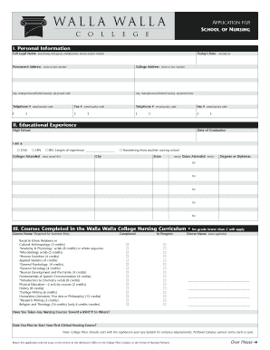 Fillable Online Nursing Application Fax Email Print Pdffiller Fillable Online Nursing Application Fax Email Print Pdffiller