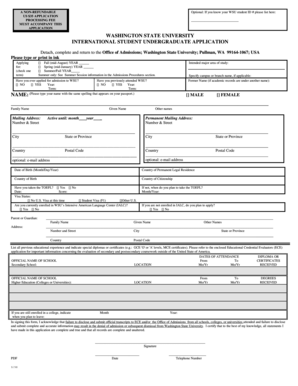 Washington State University International Student Undergraduate Application