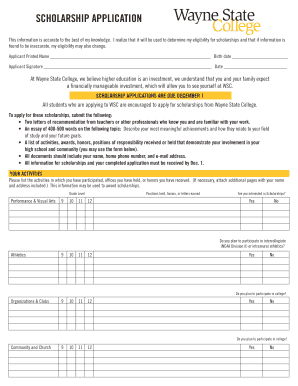 Wayne State College Scholarship Application
