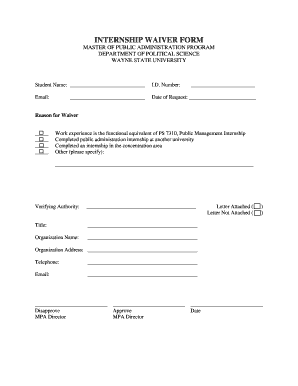 Internship waiver form