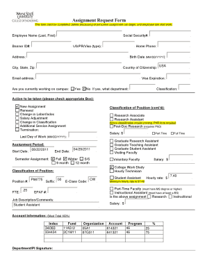 Fillable Online Assignment Request Form - Connect Services Fax Email ...