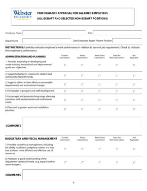 Loan format for employee - PERFORMANCE APPRAISAL FOR SALARIED EMPLOYEES - webster