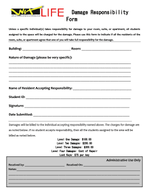 Damage Responsibility Form