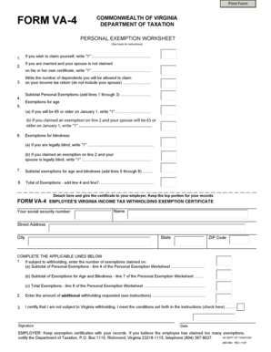 Virginia Income Tax Withholding Exemption Certificate